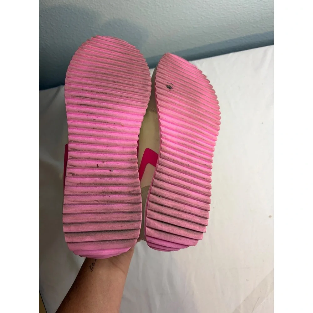 Steve Madden Denney Cream Hot Pink Retro Sneakers DENY01S1 Womens 9M